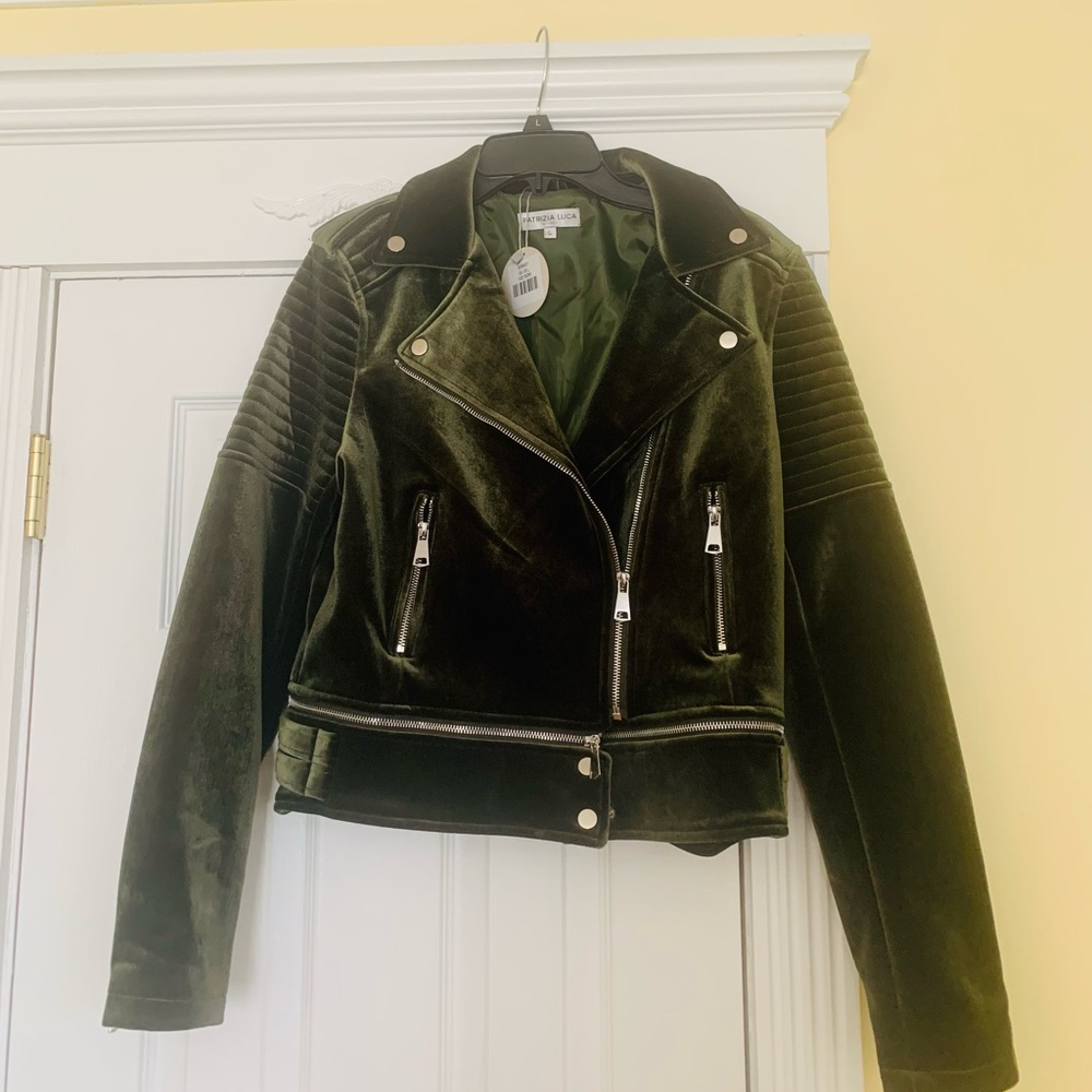 Patrizia Luca velvet  biker jacket, NWT, size L